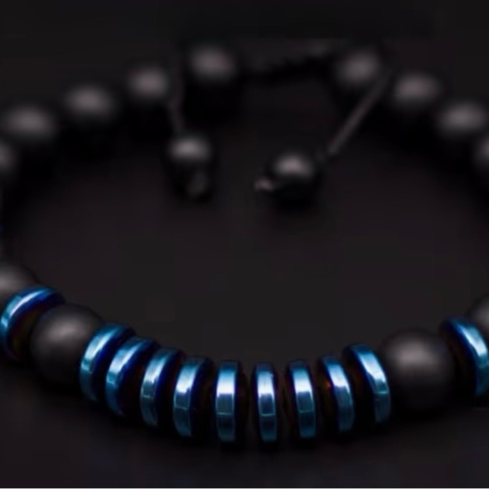 Black and Blue Beaded Bracelet